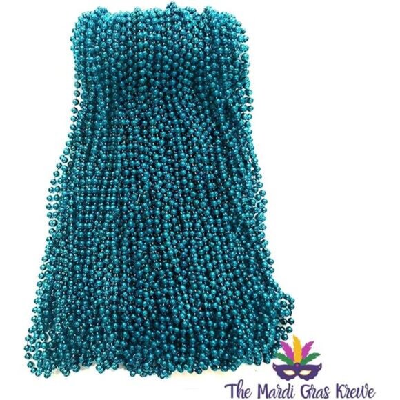 Turquoise Blue Mardi Gras Beads -33 inch,7mm,72 Necklaces,6 Dozen Party Supplies - Picture 5 of 8